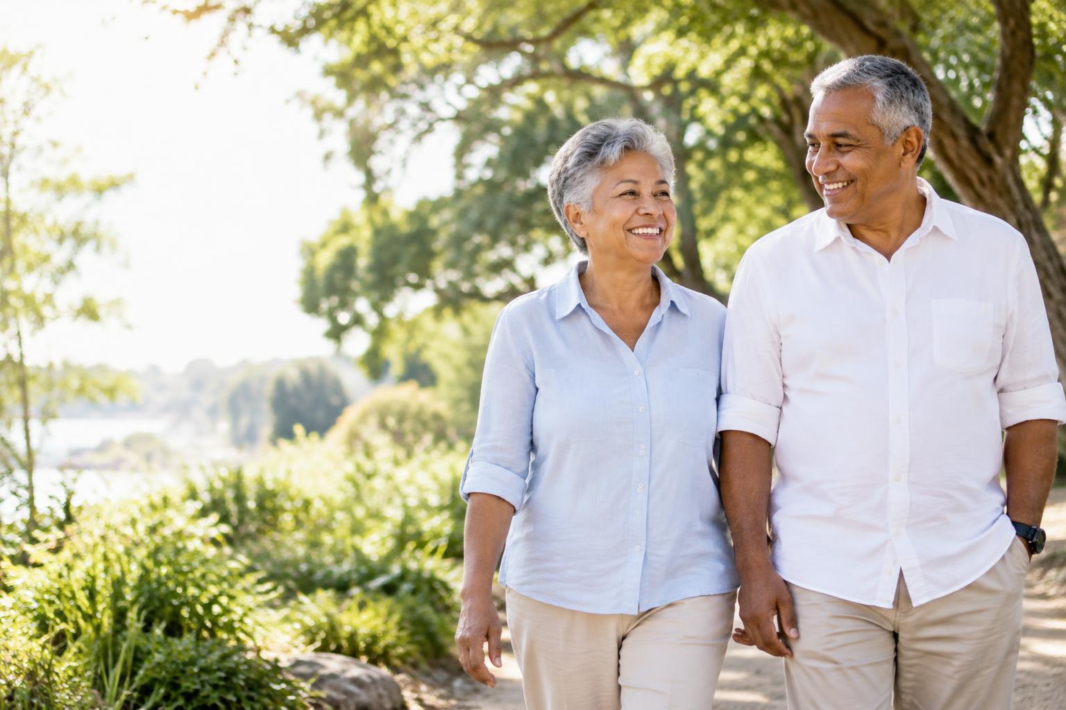 Illustrative wellbeing photograph of an older couple